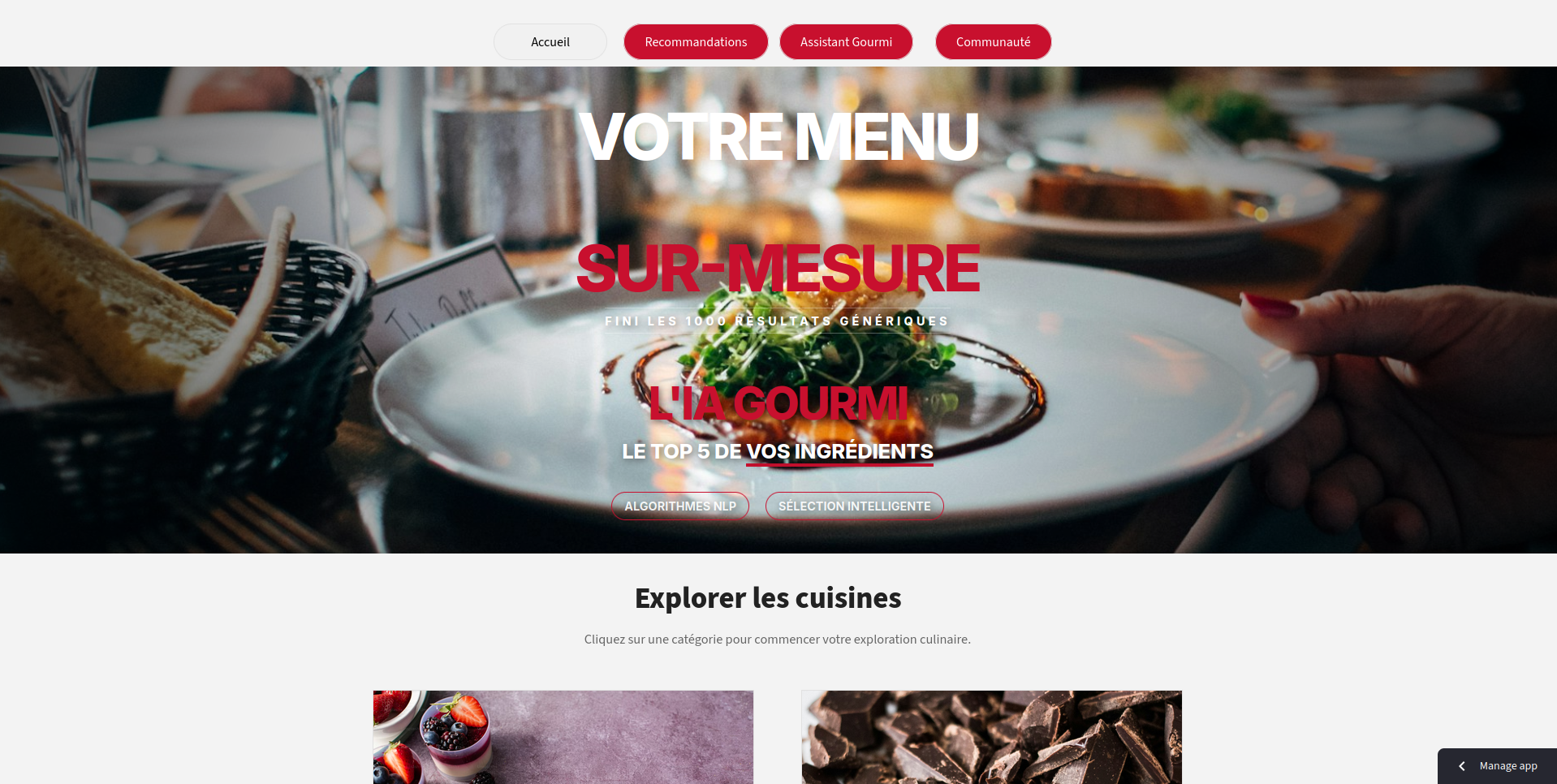Système de recommandation culinaire intelligent